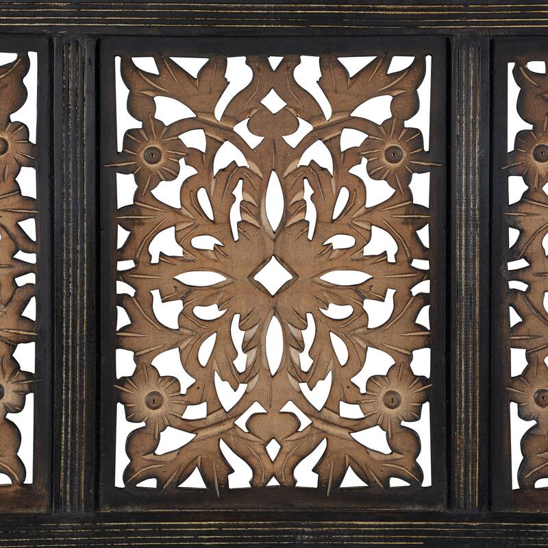 Wooden Floral Handmade Intricately Carved Home Wall Decor - Brown - Roche River Decor
