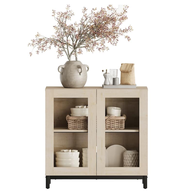 WAMPAT Multifunctional Sideboard Buffet Cabinets with Glass Doors, Modern Sideboard with Adjustable Shelf, Coffee Bar Cabinet