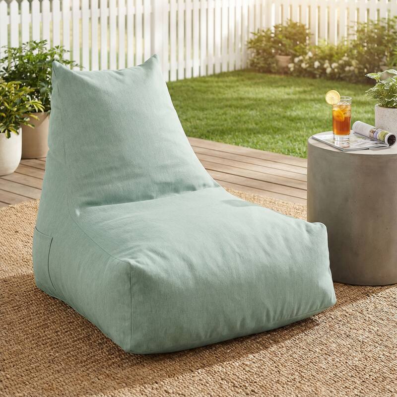 Christopher Knight Home - Lila Outdoor Patio Ergonomic Upholstered Bean Bag Chair with Shredded Foam Filled & Removable Cover