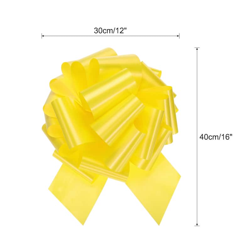 12 Inch Giant Large Pull Bow Metallic Car Bows Ribbon for Wedding - Yellow