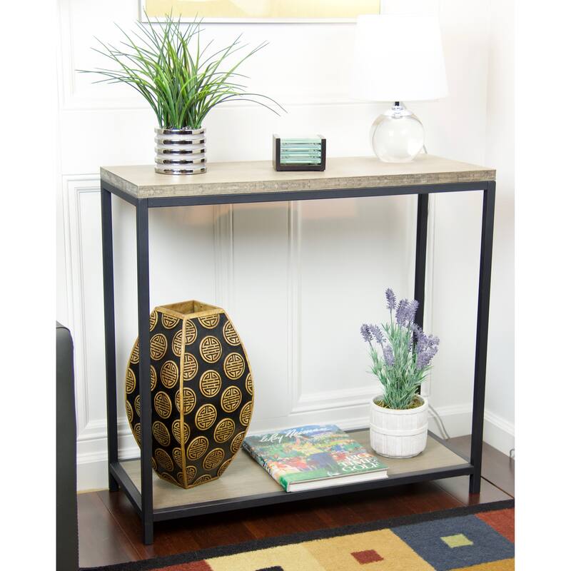 2 Tier Solid Bamboo Steel Frame Console Table