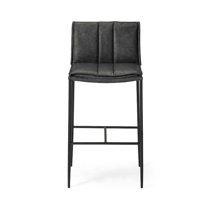 Maven Lane Gerard Bar Metal & Vegan Leather Kitchen Dining Stool