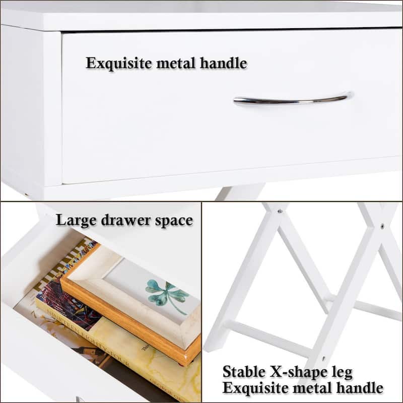 Costway Nightstand X-Shape Drawer Accent side End Table Modern Home