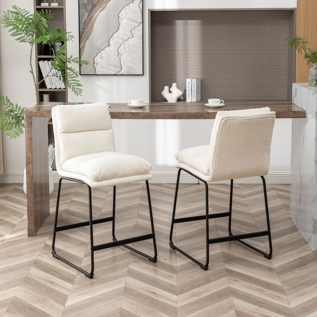 Modern 2 Piece Fabric 26 Inch Dining Chair with Footrest, Backrest, Cushion for Dining Room Kitchen Bedroom Living Room