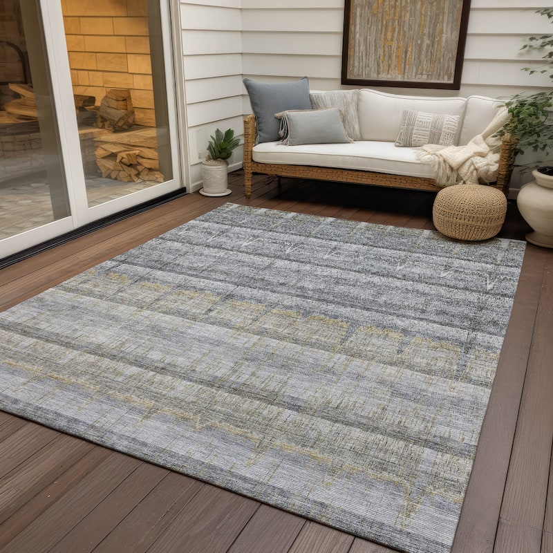 Machine Washable Indoor/ Outdoor Chantille Abstract Ombre Rug