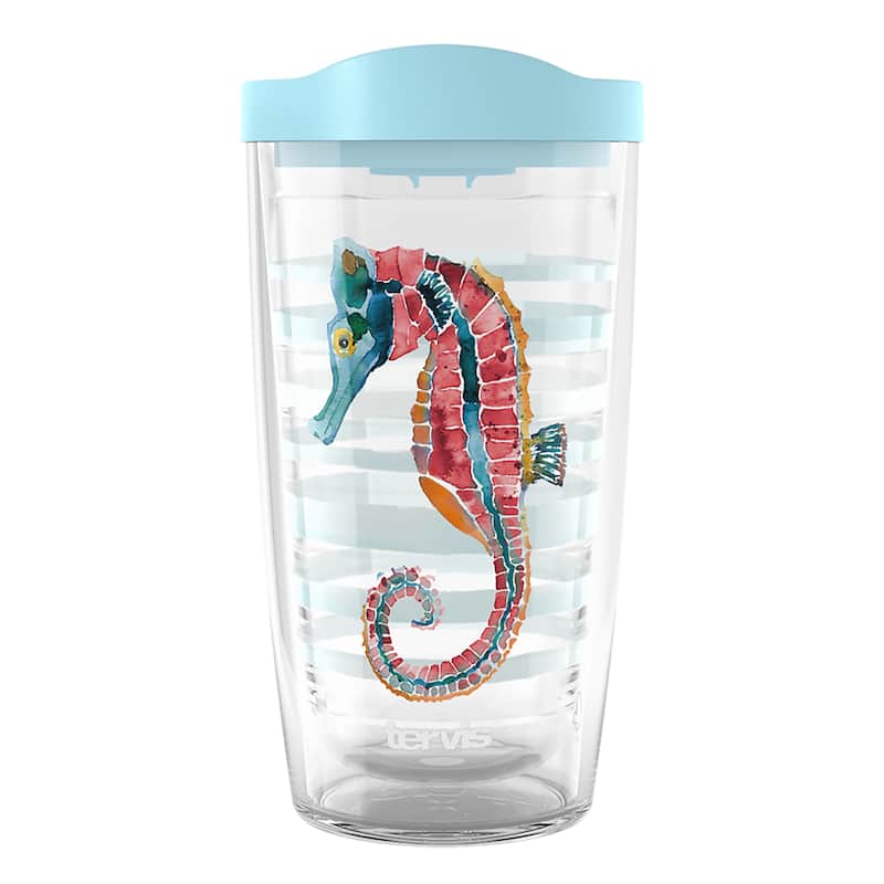Tervis Sara Berrenson Atlantica Collection Made in USA Double Walled Insulated Travel Tumbler, Seahorse - 16oz