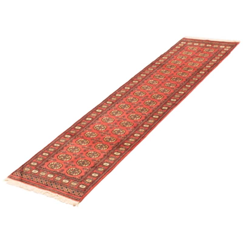 ECARPETGALLERY Hand-knotted Peshawar Bokhara Coral Wool Rug - 2'6 x 10'3