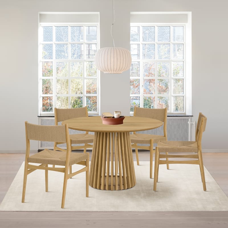 Erie Woven Paper Cord and Solid Wood Dining Chairs - Set of 2