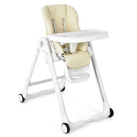 Baby Folding Convertible High Chair w/Wheel Tray Adjustable Height - 33'' x 22'' x 41''