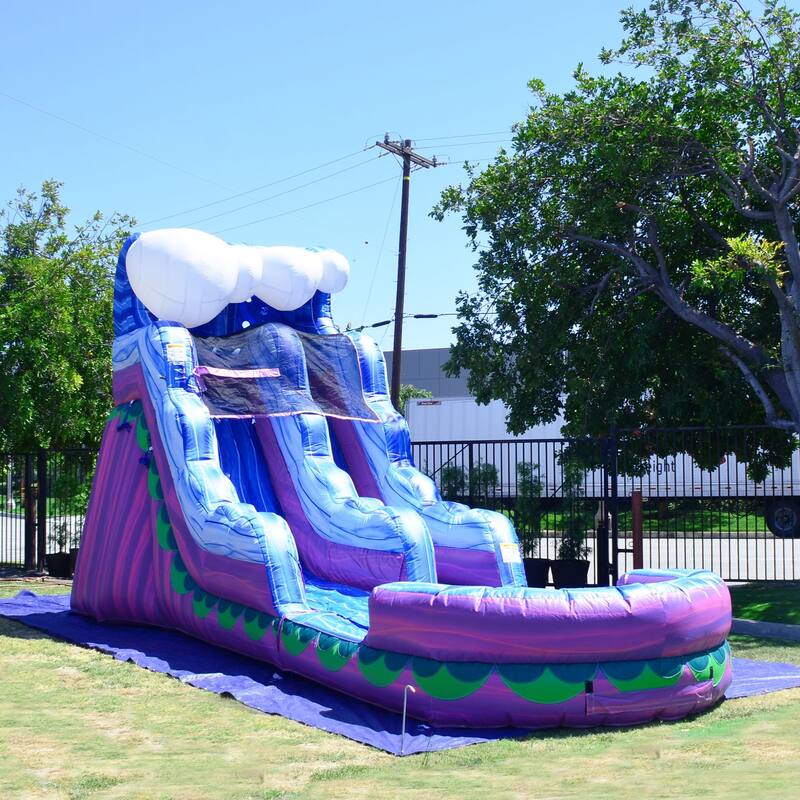 JumpOrange 15' Mermaid Commercial Grade Inflatable Water Slide with Splash Pool (with Air Blower), Kids Outdoor Play