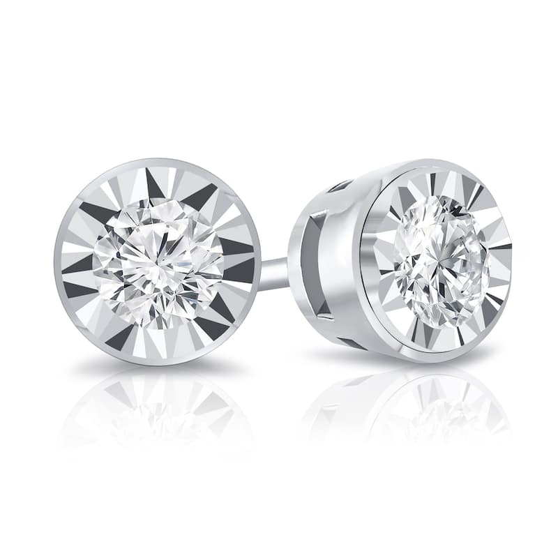 Auriya 14k Gold 3/8ctw Round Diamond Stud Earrings Bezel-set (G-H, SI1-SI2)