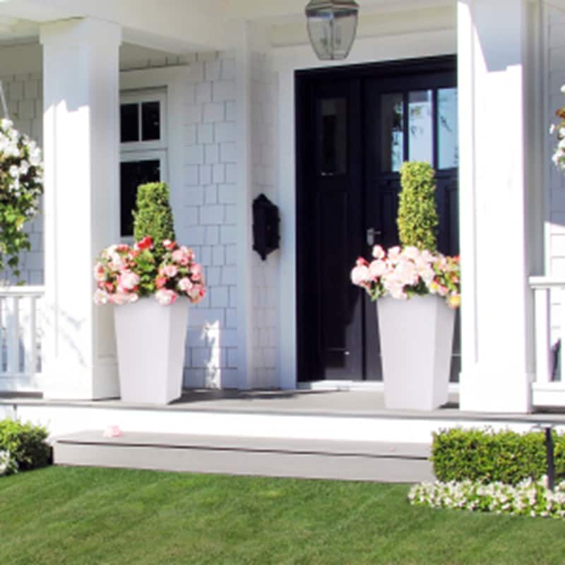 2-Pack 22.5-Inch Tall Self-Watering Planters with Water Level Monitor Pots with Drainage Holes Inner Bucket and Wheels Balck