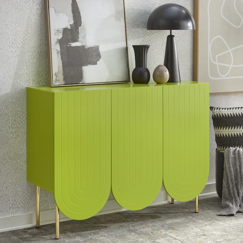 Lifestorey Ingrid 3-Door Scalloped Mid-Century Sideboard - Lime Green