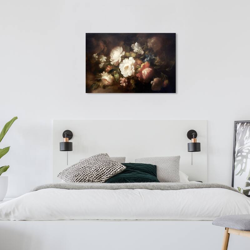 Wynwood Studio Canvas Classic and Figurative A Classic of a Bouquet White and Dark Brown Traditional Wall Art Canvas Print - 36 x 24
