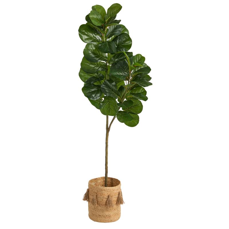 Artificial Fig Tree with Planter - 5.5ft Indoor Fiddle Leaf Fig Tree - Elegant Home Decor - Green - 61 Inches and Over