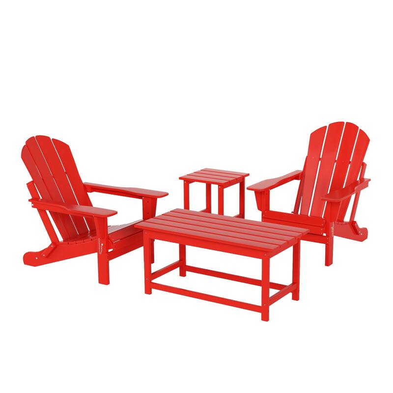 Laguna Hdpe All Weather Outdoor Patio Foldable Adirondack Chairs Conversation Set (4-Piece Set)