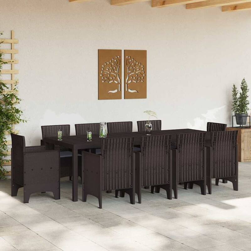 vidaXL Garden Dining Set 9/11 pcs Anthracite/Brown Polt rattan - 250 x 100 x 73 cm
