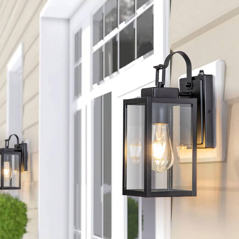 C Cattleya 2-Pack Matte Black Dusk to Dawn Outdoor Wall Light Fixture