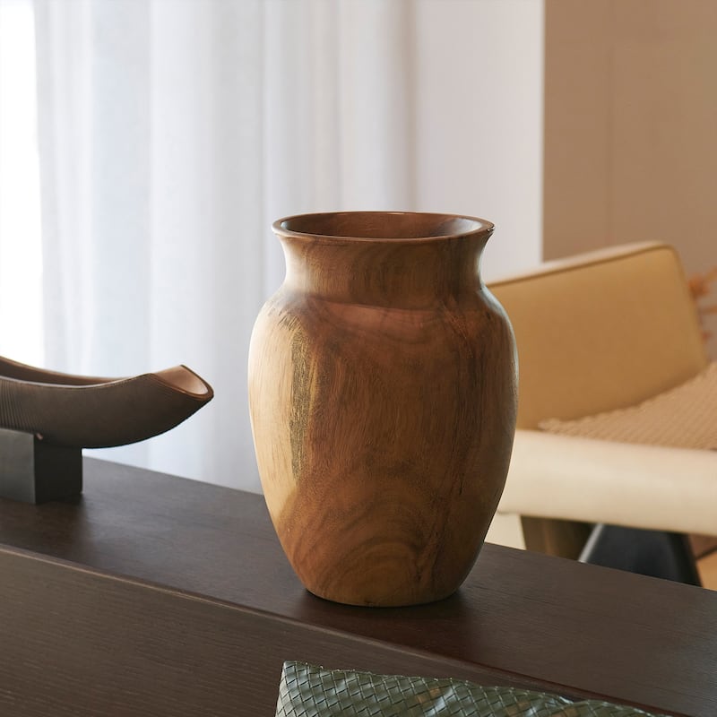 Natural Grain Suar Wood Decorative Vase
