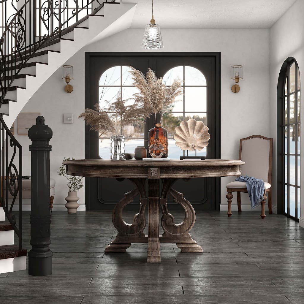The Gray Barn Cornerways Rustic Brown 60-inch Wood Round Dining Table