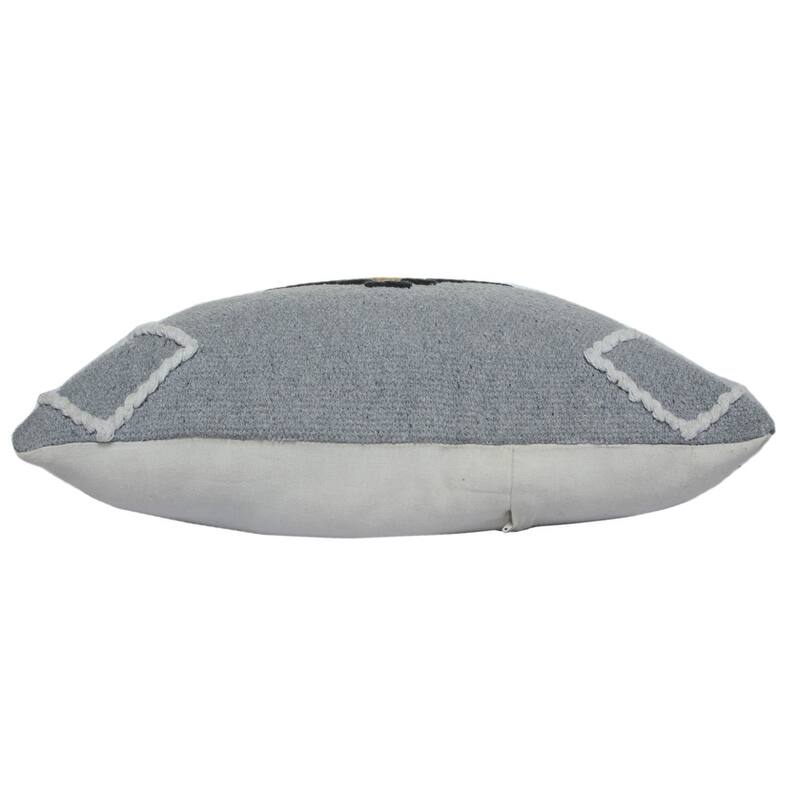 HomeRoots 20" X 20" Gray Black Yellow And Ivory 100% Cotton Geometric Zippered Pillow