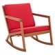 preview thumbnail 81 of 89, SAFAVIEH Outdoor Patio Furniture Vernon Rocking Chair w/ Cushion - 25.6" W x 37.7" D x 30.7" H Natural/Red