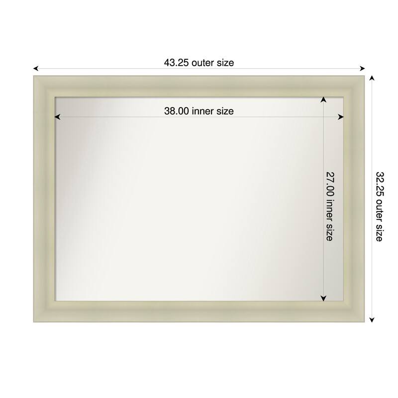 Oliver Non-Beveled Wood Framed Wall Mirror - 43 x 32 in - Oliver Warm Silver