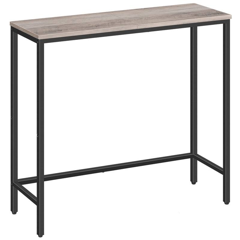 Narrow Console Table, 29.5" Small Entryway Table, Thin Sofa Table, Side Table - Greige + Black