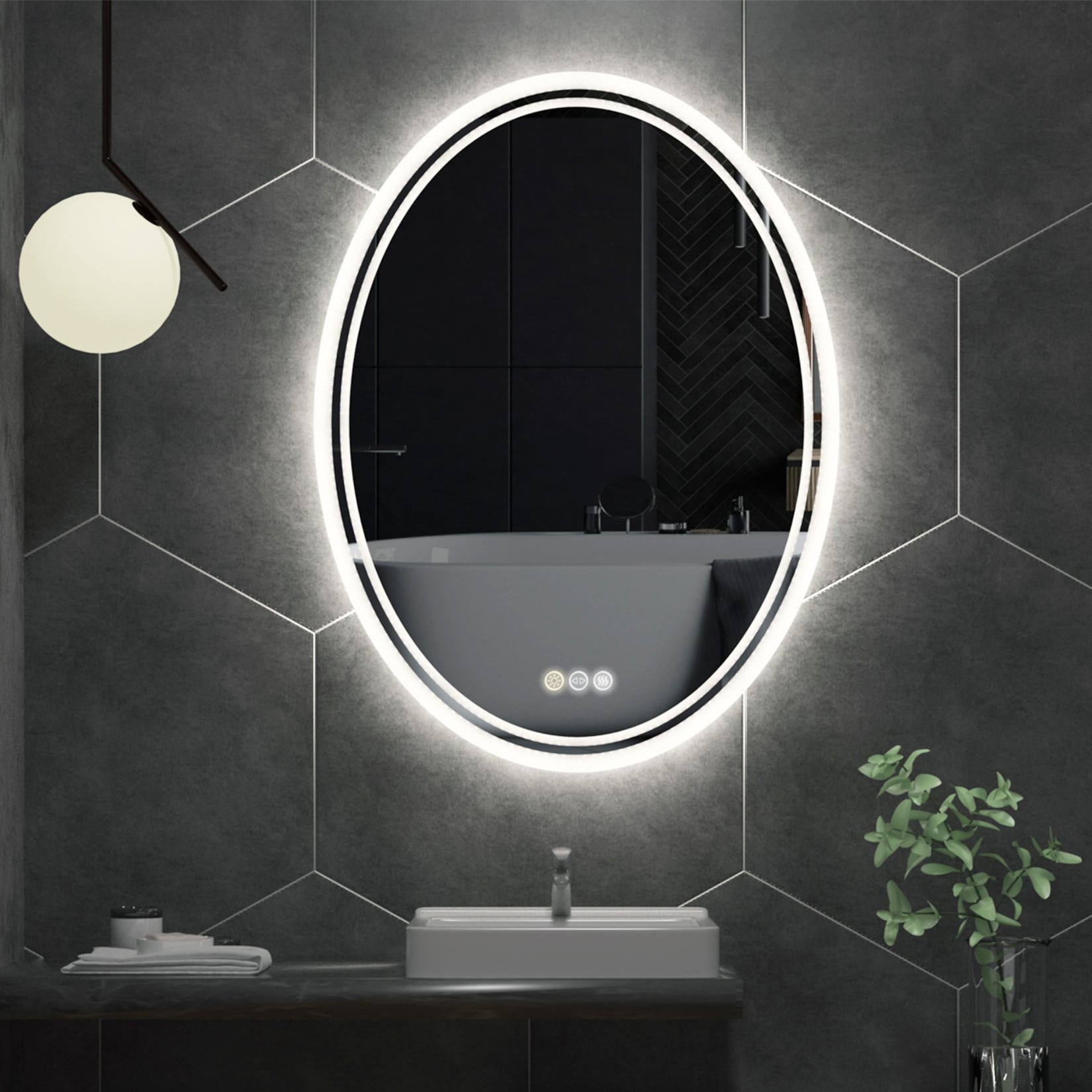 Modern Oval LED Touch Light Bathroom Mirror On Sale Bed Bath  Beyond  37837050