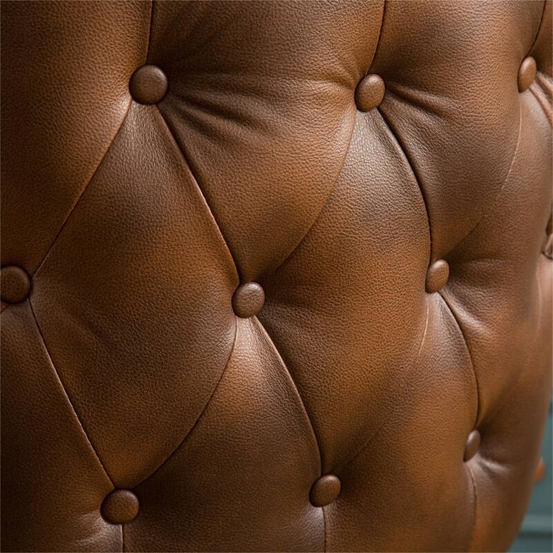 Upholstered Nailhead Trim Accent Chair with Curved Back and Wood Legs