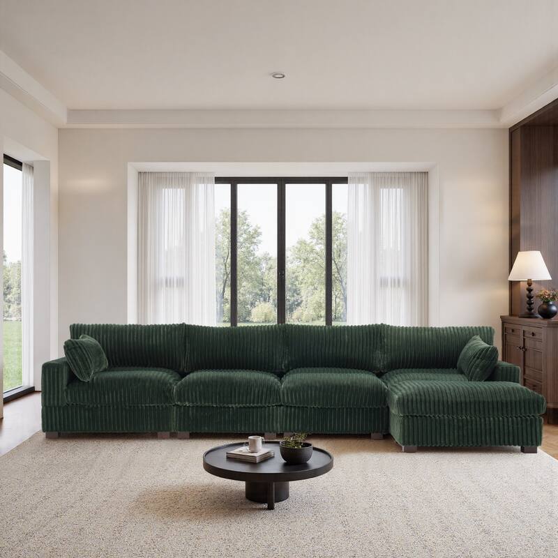 Plush Flannel Modular Sectional Sofa for Living Room