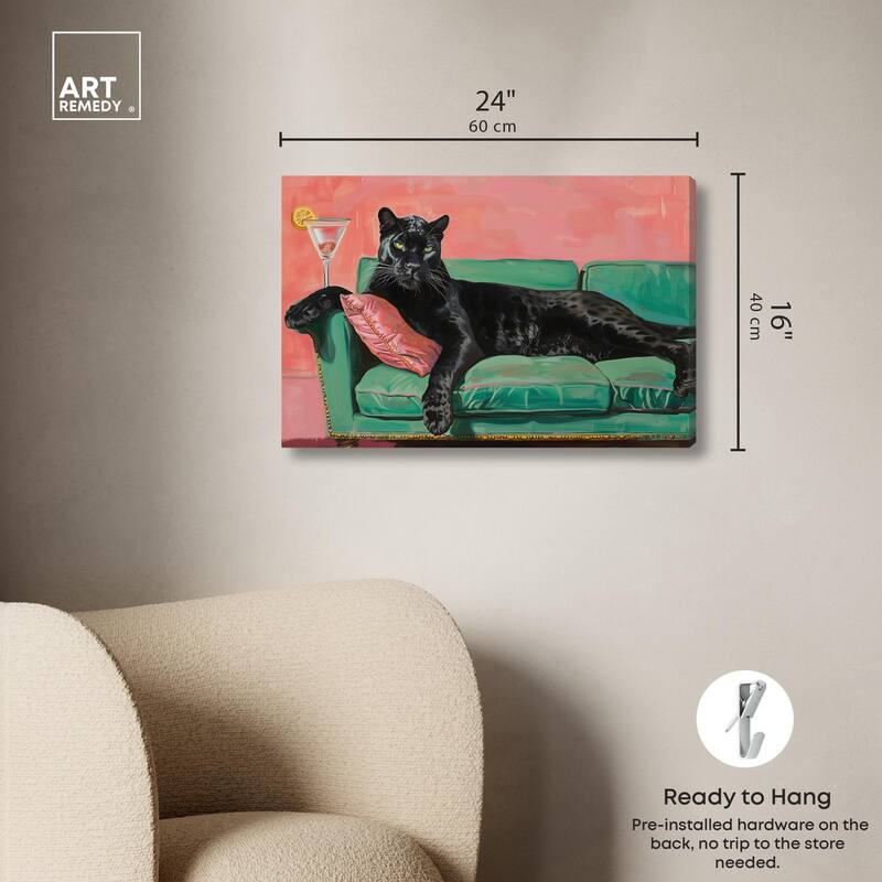 Lounging Panther Canvas by Art Remedy, Gallery Wrapped