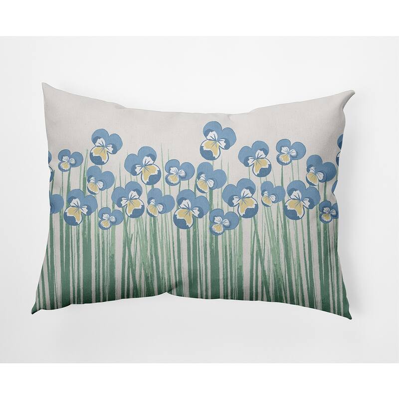 Field of Pansies Outdoor Pillow - Blue - 14" x 20"