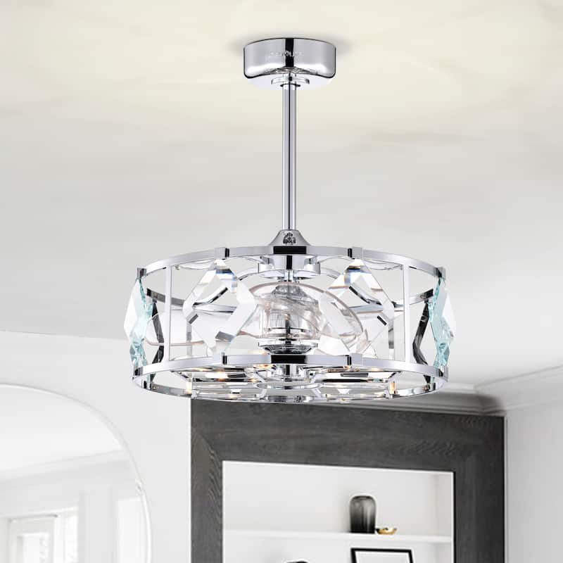 Dakota Bravo Crystal Style Ceiling Fandelier 25 Inch Matte Black finish 6 Light with Remote