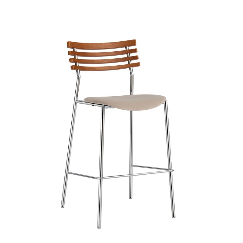 Pasargad Home Saga Bar Stool Set of 2, Beige/Brown - W17.9"xD19.3"xH35.4"