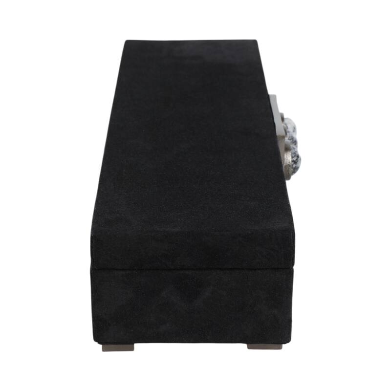 Decorative Box with Lid and Jeweled Metal Clasp - 18", Black - 18.0"