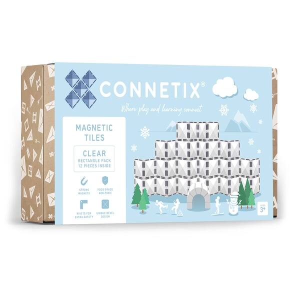 slide 2 of 5, Connetix Magnetic Tiles Clear Rectangle Pack, 12 Pieces Clear - Kids