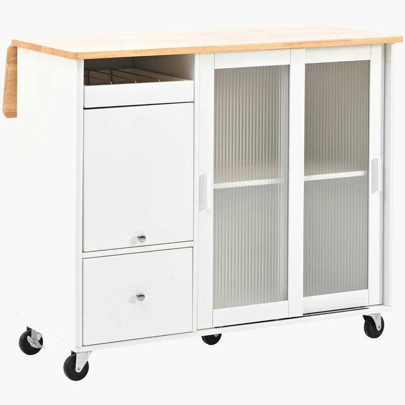 Large Kitchen Island Cart with an Adjustable Shelf and 2 Drawers