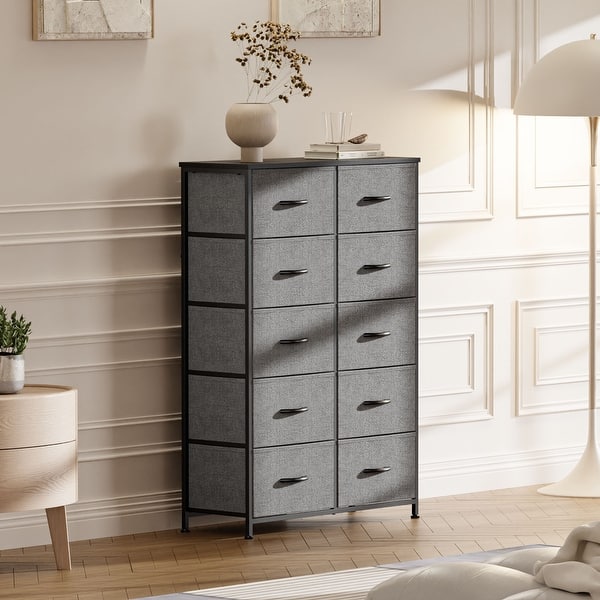 grey fabric dresser with 10 Drawers Sturdy Metal Frame - Bed Bath & Beyond Drawer dressers