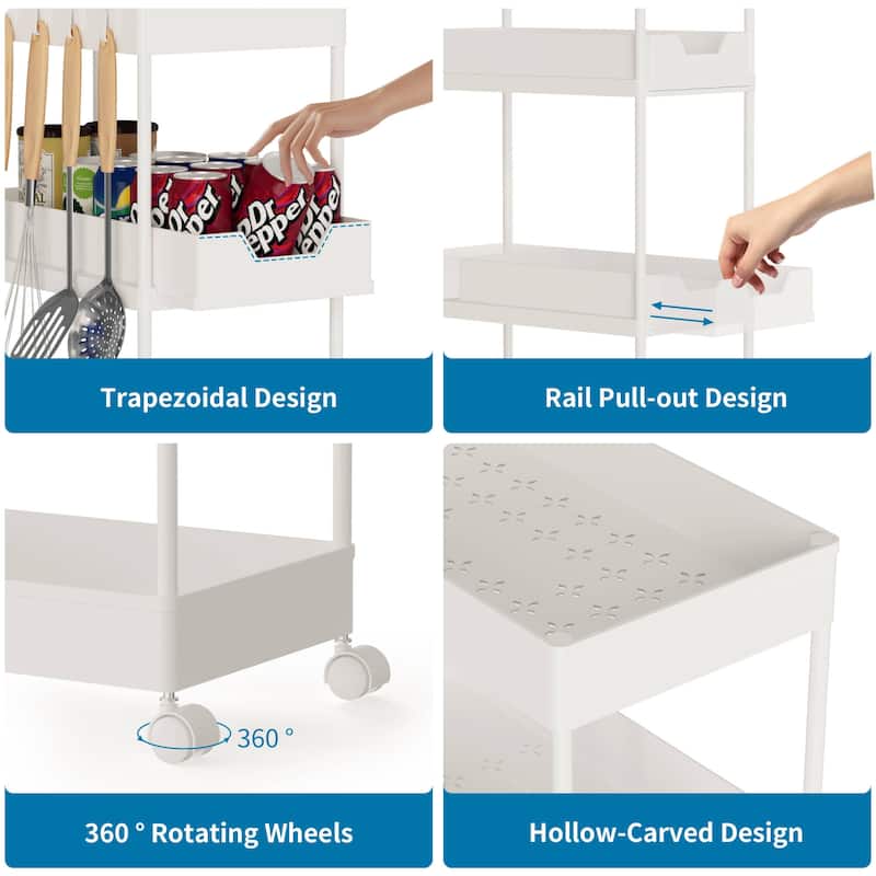 4-Tier Slim Rolling Pull-Out Storage Utility Cart with Wheels