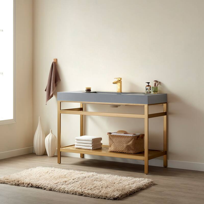 Ablitas 48" Single Vanity in Metal with Stone Sink Top