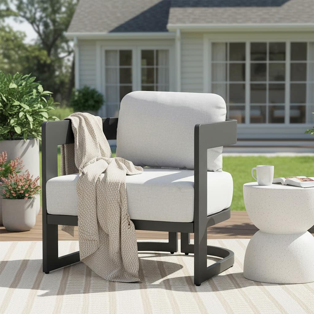 Christopher Knight Home - Elvis Modern Outdoor Aluminum Club Chair with Fade-Resistant Cushions