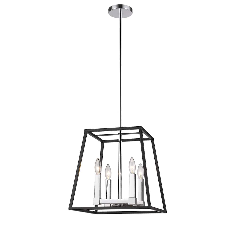 4 Light Black and Chrome Metal Pendant - Black And Chrome