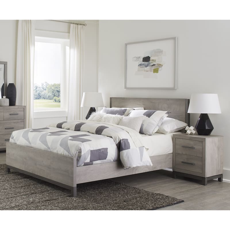Queen Size Bed with Light Gray Finish, Premium Melamine Board, Stylish Bedroom Furniture
