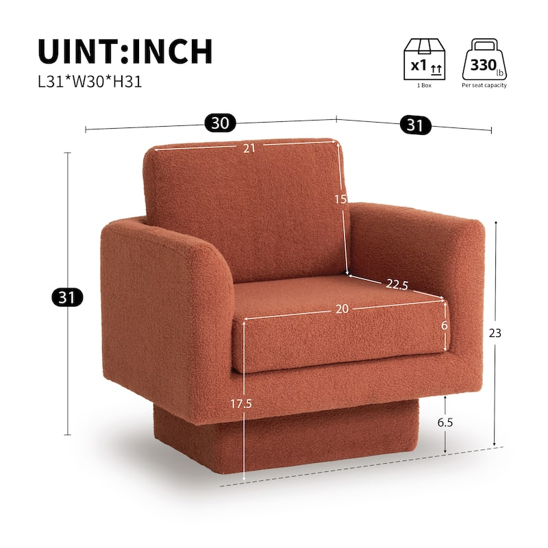 360° Modern Swivel Accent Chair,30" W Round Armchair,Thick Padded Single Lounge Sofa,Upholstered Comfy Barrel Chair,