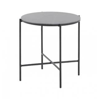 Modern Industrial Black Round Ceramic Side Table - 20
