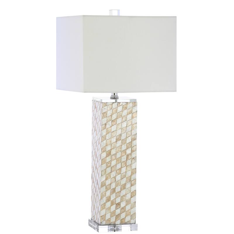 Seashell 30.5" Seashell/Crystal LED Table Lamp, Cream by JONATHAN Y
