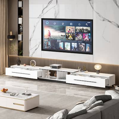Extendable Modern TV Stand for TVs up Black/White Living Room Table