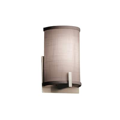 Justice Design Textile Century 1-light ADA Brushed Nickel Wall Sconce, Gray Shade