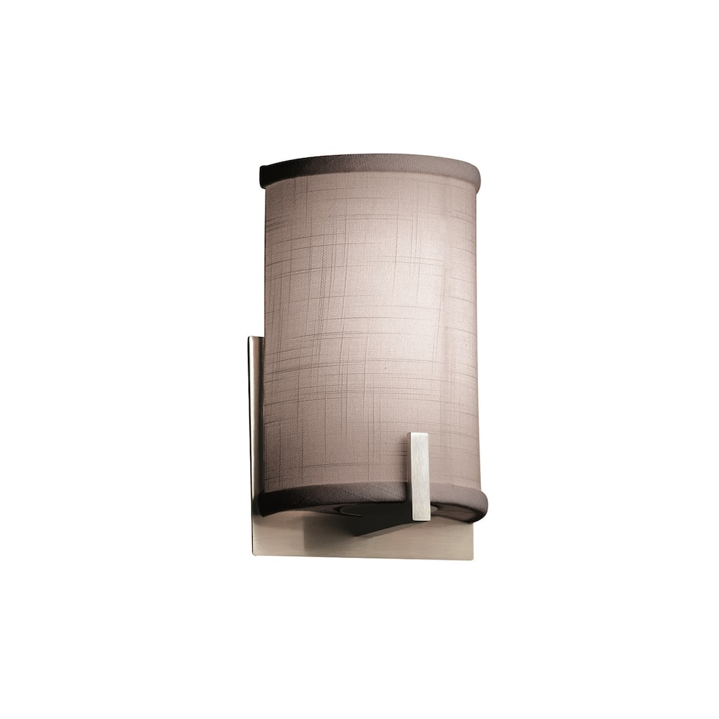 Justice Design Textile Century 1-light ADA Brushed Nickel Wall Sconce, Gray Shade